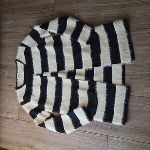 Ya Los Angeles Black and White Striped Cardigan